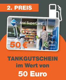 2. Preis Tankgutschein im Wert von 50 Euro