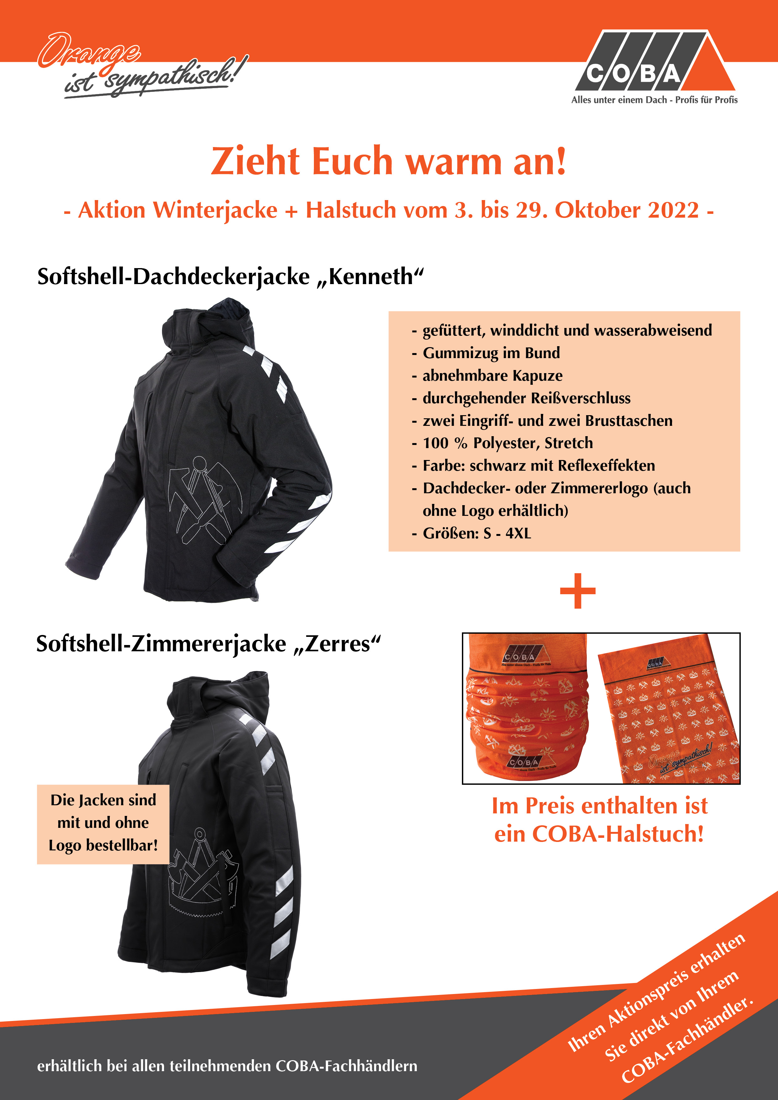 COBA-Aktion Softshell-Winterjacke + COBA-Halstuch