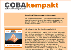 2009 erscheint der erste Newsletter COBAkompakt 2009 erscheint der erste Newsletter COBAkompakt